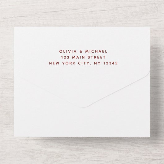 Romantische Burgund Eukalyptus Wedding Fall UAWG All In One Einladung (Rückseite)