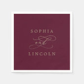 Romantische Burgund-Kalligrafie Blühe Hochzeit Serviette (Vorderseite)