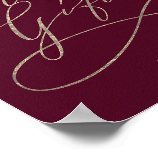 Romantische Burgund-Kalligrafie-Karten und Geschen Poster (Ecke)