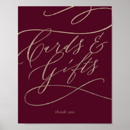 Romantische Burgund-Kalligrafie-Karten und Geschen Poster