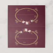 Romantische Burgund Marsala Tischnummer Platzkarte (Außenseite Aufgefaltet)