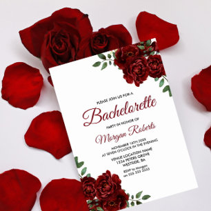 Romantische Burgund Rote Rose Bachelorette Einladu Einladung