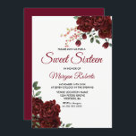 Romantische Burgund Rote Rose Blumensüß 16 Einladu Einladung<br><div class="desc">Romantische Burgund Rote Rose Floral Sweet 16 Einladung Siehe Matching Kollektion im Geschäft</div>