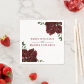 Romantische Burgund-Rote Rose Hochzeit-Verlobung Serviette (Beispiel)