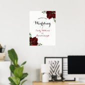 Romantische Burgund-Rote Rose Hochzeitszeichen Poster (Heimbüro)