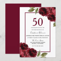 Romantische Burgund-Rote Rosen 50. Geburtstagspart