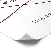 Romantische Burgund-Text-Kalligrafie-Gastgeschenke Poster (Ecke)