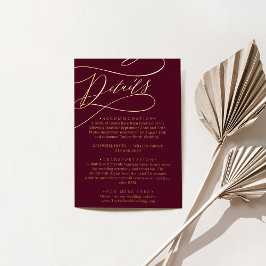 Romantische Burgund und Gold Foil Details Karte