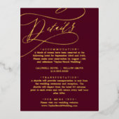 Romantische Burgund und Gold Foil Details Karte (Vorderseite)