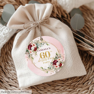 Romantische Burgunder Florale 60. Geburtstags-Gesc Geschenkanhänger