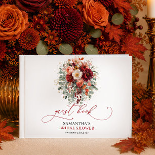 Romantische Burgunder-Gold-Eukalyptus-Herbst-Hochz Gästebuch