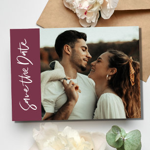 Romantische Burgunder-Hochzeit des zeitgenössische Save The Date