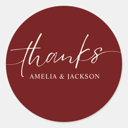 Romantische Burgunder-Hochzeit mit rotem Kupfer Runder Aufkleber (Vorderseite)
