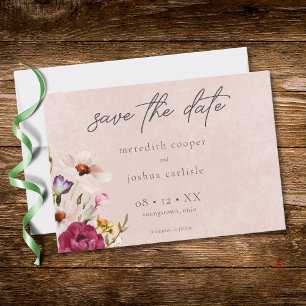 Romantische Burgunder-Rosa Blumen-Garten-Hochzeit Save The Date