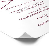 Romantische Burgunder Text Hochzeiten Desserts Poster (Ecke)