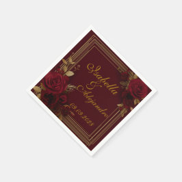 Romantische Burgunderrosen-Hochzeit  Serviette