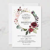 Romantische burgundische Blush-Geometrische Hochze Einladung (Vorderseite)