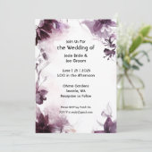 Romantische burgundische Wildblume Einladung (Stehend Vorderseite)