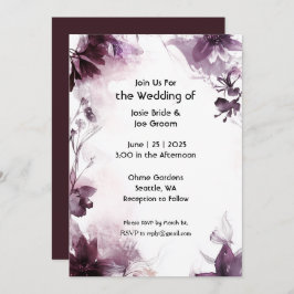 Romantische burgundische Wildblume Einladung