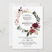 Romantische Burgundy Blush Geometric Wedding Einladung (Vorderseite)