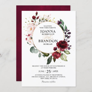 Romantische Burgundy Blush Geometric Wedding Einladung