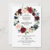 Romantische Burgundy Blush Geometric Wedding Einladung (Vorderseite)