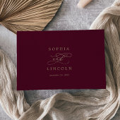 Romantische Burgundy Calligrafy Monogram Wedding Gästebuch