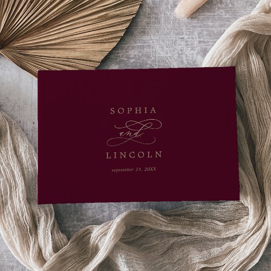 Romantische Burgundy Calligrafy Monogram Wedding Gästebuch