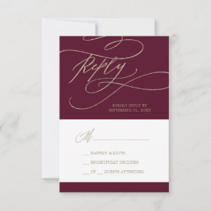 Romantische Burgundy Calligraphy Simple RSVP Card Karte