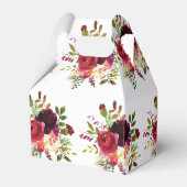 Romantische Burgundy Dark Reds Floral Bouquet Wedd Geschenkschachtel (Rückseite)
