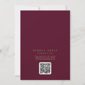 Romantische Burgundy Monogram QR Code Back Wedding Einladung (Rückseite)