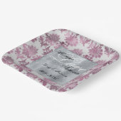 Romantische Burgundy Red Silver Floral Wedding Pappteller (Gewinkelt)