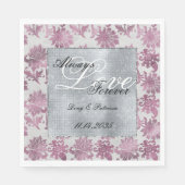 Romantische Burgundy Red Silver Floral Wedding Serviette (Vorderseite)