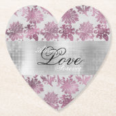 Romantische Burgundy Red Silver Floral Wedding Untersetzer (Vorderseite)