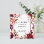 Romantische Burgundy Typografie Save The Date (Stehend Vorderseite)