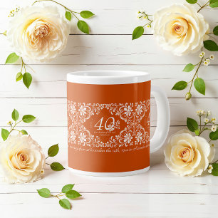 Romantische Burnt Orange 40 Hochzeitstag Tasse