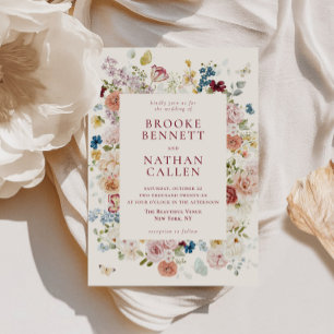 Romantische Butterfly-Blumenzange Hochzeit Einladung