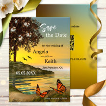 Romantische Butterfly Save the Date Karte