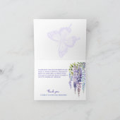 Romantische Butterfly & Wisteria Floral Wedding Dankeskarte (Innenseite)