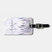 Romantische Butterfly & Wisteria Monogram Script N Gepäckanhänger (Vorderseite horizontal)