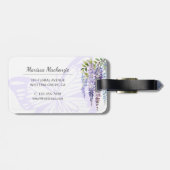 Romantische Butterfly & Wisteria Monogram Script N Gepäckanhänger (Rückseite horizontal)