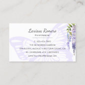 Romantische Butterfly & Wisteria Pastor floral Visitenkarte (Rückseite)