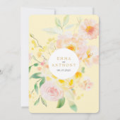 Romantische Buttergelbe Wasserfarbenhochzeit Einladung (Rückseite)