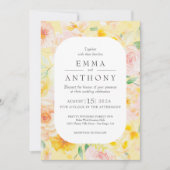 Romantische Buttergelbe Wasserfarbenhochzeit Einladung (Vorderseite)
