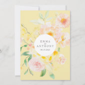 Romantische Buttergelbe Wasserfarbenhochzeit Einladung (Rückseite)