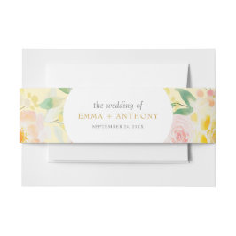 Romantische Buttergelbe Wasserfarbenhochzeit Einladungsbanderole