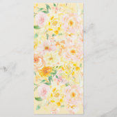 Romantische Buttergelbe Wasserfarbenhochzeit Menükarte (Rückseite)