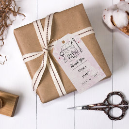 Romantische Café-Illustration Hochzeits-Dankeschön Geschenkanhänger