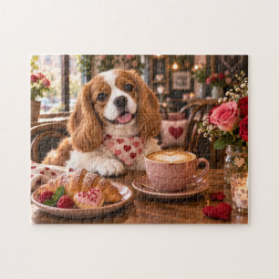 Romantische Café-Spaniel-Illustration Puzzle
