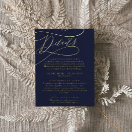 Romantische Calligrafie Gold Foil Navy Details Car Folie Einladungspostkarte